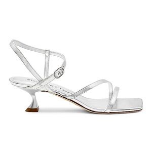 Stuart Weitzman Silver Heels with Sculptural Design